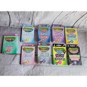 Crayola Crayons Lot 9 Neon Pastel Cosmic Kindness Glitter & More 8 Count New